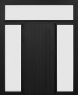 Входная остекленная группа с терморазрывом, бугельной ручкой и черным полимерным окрашиванием